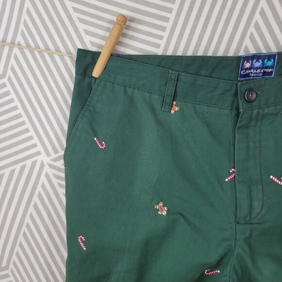 Charleston Threads Pants Men’s 36x30 Green Chino Embroidered Christmas Holiday - Picture 3 of 10